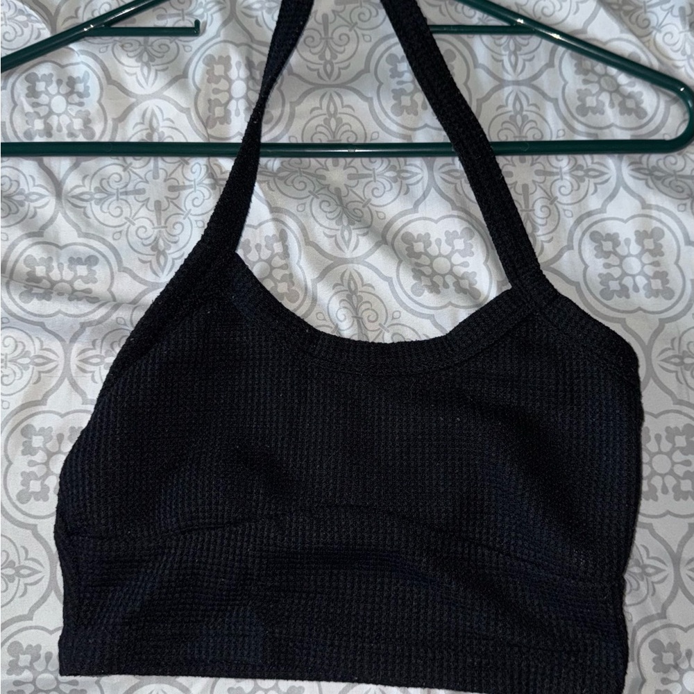 SHEIN Black Textured Crop Top